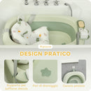 Vaschetta Bagnetto per Neonati Pieghevole 86x53x25,5 cm con Cuscino e Bacinella Lavabo Verde  