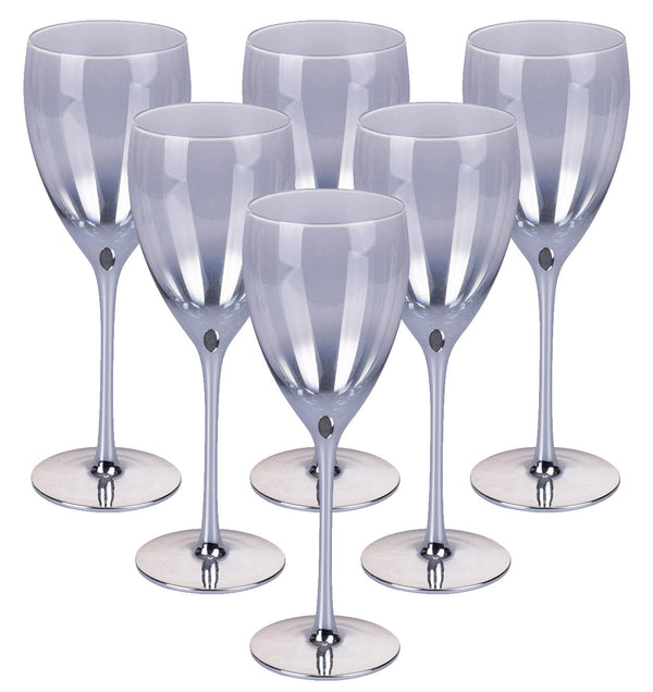 online Coffret de 6 Verres à Vin Très Chic en Verre Argenté VdE Tivoli 1996