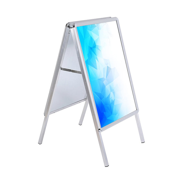 Espositore Pubblicitario Bifacciale a Cavalletto Pieghevole 100x140 cm Frame 32 in Alluminio da Esterno Antivento Silver prezzo