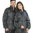 Set Antipioggia portivo Pantalone Giacca per Moto Scooter T.J. Marvin E37 Nero