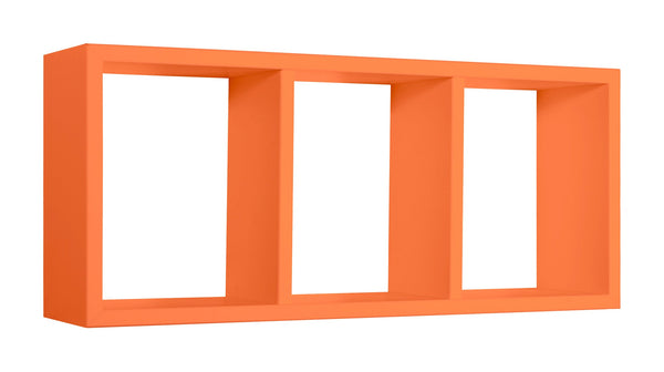 online Etagère rectangulaire 3 compartiments muraux 70x30x15,5 cm en panneaux de fibres Tristan Orange