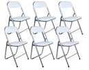 Set 6 Sedie Pieghevole 45x45x45/80 cm in Acciaio e PVC Imbottito Bianca