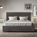 Letto Matrimoniale con Alzata Comoda Imbottito in Microfibra Mika Grigio Varie Misure