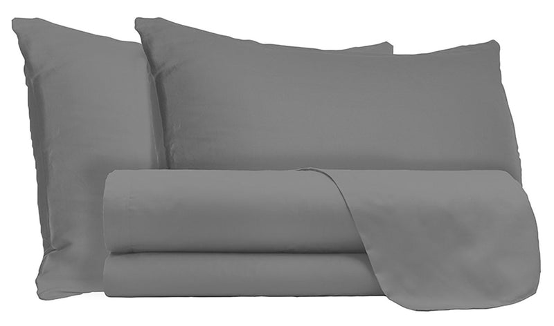 Set Lenzuola Matrimoniale Sopra Sotto e Federe Tinta Unita Fumo