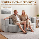 Divano Letto 2 Posti 2 in 1 190x80x60 cm con 2 Cuscini Sfoderabili Braccioli e Seduta Imbottita in Ciniglia Grigio Chiaro      