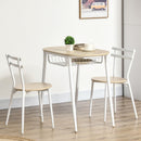 Set Tavolo e 2 Sedie  da Giardino in MDF e Acciaio Bianco e Legno