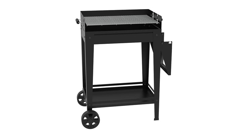 Barbecue a Carbone 93,5x40,5x88,5 cm Griglia Altezza Regolabile in Acciaio Denia Nero