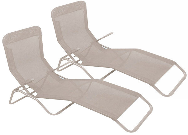 prezzo Lot de 2 Transats Pliants en Métal Tissu Textilène Soriani Dondolina Ivoire Melange