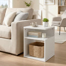 Tavolino Moderno da Salotto 35x35x41,5 cm con 3 Ripiani Aperti Rivestimento in Melamina Bianco      