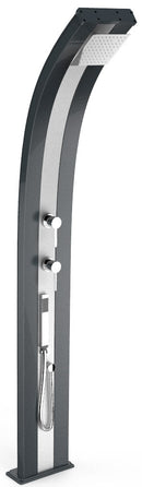 Doccia Solare da Esterno Giardino 40L Miscelatore e Doccetta Mobile Arkema Dada Fascia Inox Grigio 