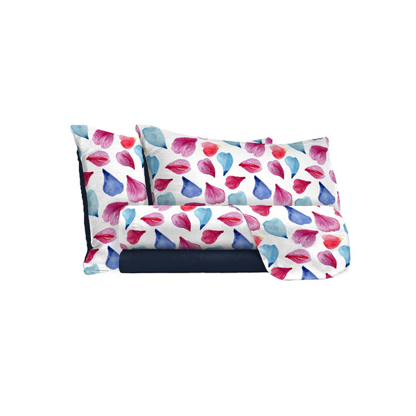 Ensemble de draps avec impression dessus et dessous et taies d'oreiller Petali prezzo