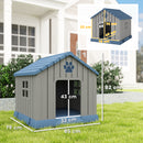 Casetta per Cani da Esterno 85x79x82 cm con Base Rialzata e Finestre in Plastica Grigio  