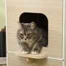 Casetta per Gatti 3 Piani 40x40x84 cm con Tiragraffi Legno e Bianco