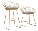 Sgabello Glam Flower Grigio 57x52x94-56x48x72,50 cm in Ferro e Spugna e Tessuto Oro e Grigio