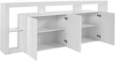 Credenza con 4 Ante e Ripiani in Vetro a Giorno 220x40x80 cm Essential 3A Bianco Lucido  