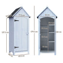 Casetta Porta Attrezzi 77,5x54,2x179,5 cm a 3 Mensole con Tetto Impermeabile in Bitume in Legno Bianco      