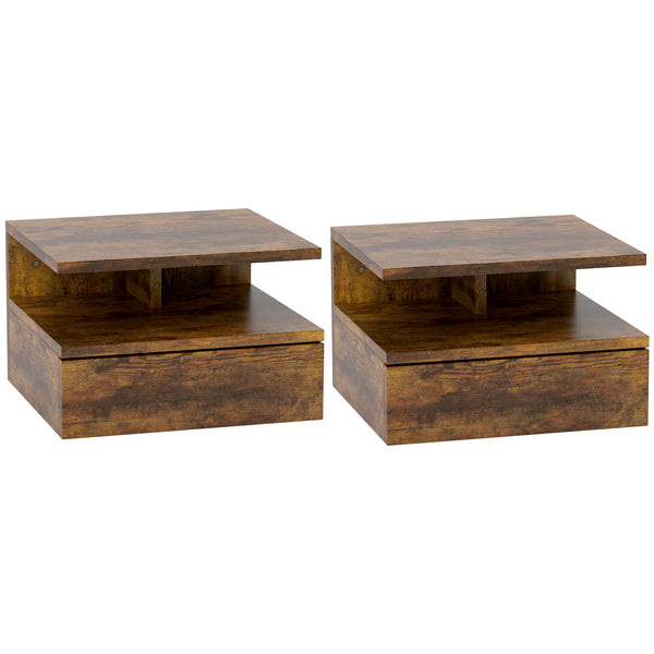 Set 2 Comodini Sospesi per Camera da Letto 35x32x22,5 cm con Cassetto in Legno Marrone online