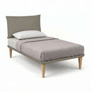 Letto 1 Piazza e Mezza con Rete Rivestita Similpelle Cappuccino Tessis Testata Soft Varie Misure