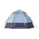 Tenda da Campeggio 4 Posti in Acciaio e Tessuto Oxford 2,6x2,6x1,5m con Apertura Automatica e Accessori Grigia e Nera