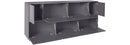 Credenza 7 Ante 200x41,4x86 cm Bloom Grigio Antracite Laccato Lucido