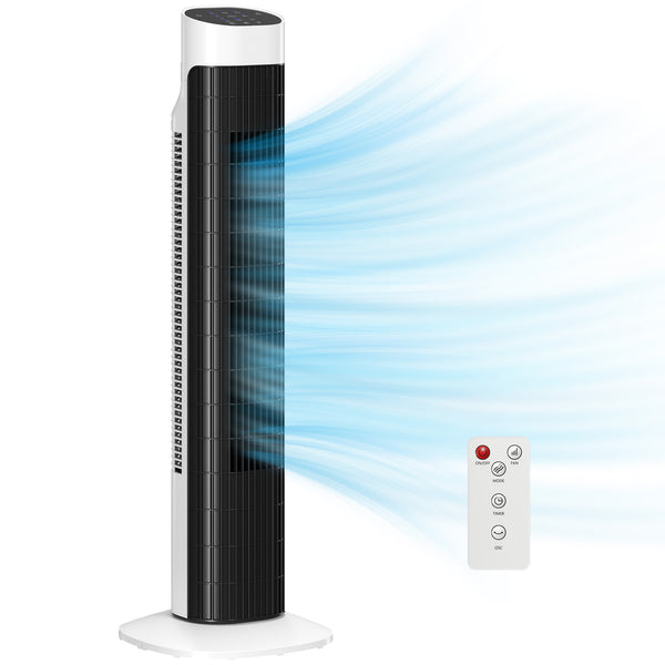 Ventilatore a Torre da Pavimento 25x25x80 cm Oscillante 70° in PP e ABS Bianco e Nero prezzo