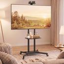 Carrello Porta TV Mobile 32-75 Pollici 85,3x64,8x129,5-189 cm con Altezza Regolabile in Metallo Nero      