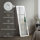 Specchio a Figura Intera 150x50 cm con Luci LED a 3 Colori da Terra o Parete in Vetro Temperato Trasparente      