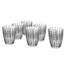 Set 6 Bicchieri Acqua Kalahari in Vetro VdE Tivoli 1996 Trasparente con Pois Neri