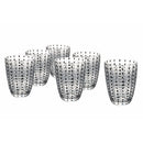 Set 6 Bicchieri Acqua Kalahari in Vetro VdE Tivoli 1996 Trasparente con Pois Neri