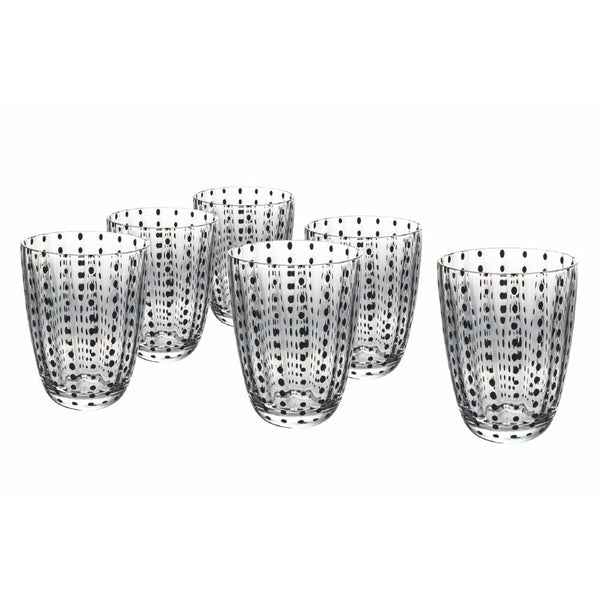 Lot de 6 verres à eau Kalahari en verre transparent Villa d'Este Home Tivoli à pois noirs prezzo