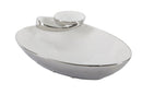 Svuota Tasche Soap 37x26x11,5 cm in Ceramica Bianco e Argento