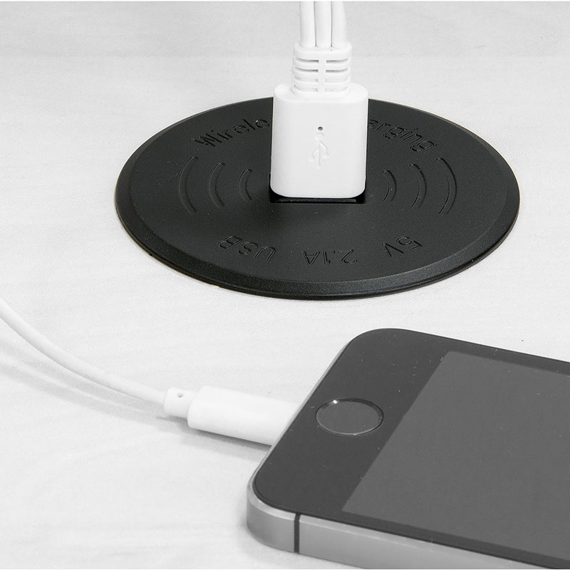 Caricabatteria Wireless USB da Incasso Ø 7cm in Plastica Emuca Nero