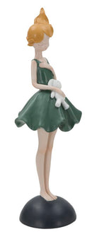 Statuetta Dolly con Coniglietto 11,5x10x33,5 cm in Resina Verde
