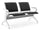Banc de Bureau pour Salle d'Attente 2 Places avec Coussin en Acier et Simili Cuir Argenté/Noir