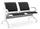 Banc de Bureau pour Salle d'Attente 2 Places avec Coussin en Acier et Simili Cuir Argenté/Noir