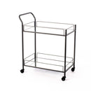 Carrello Portabevande 40x72xH83 cm in Metallo e Vetro Pagno Nero