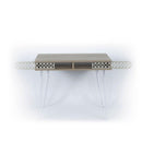 Scrivania Ilia 96x51x75 cm piedi in metallo bianco e piano rovere