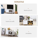 Mobile TV in Legno con Ruote 80x45x39,5 cm Bianco Lucido