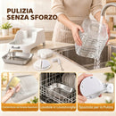 Distributore di Acqua per Gatti e Cani Automatico a Gravità 8 L 19,3x32,8x43,4 cm con Ciotola in Acciaio Inox e ABS Bianco      