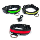 Collare luminoso a LED Taglia L per cani a ricarica solare e usb Giallo