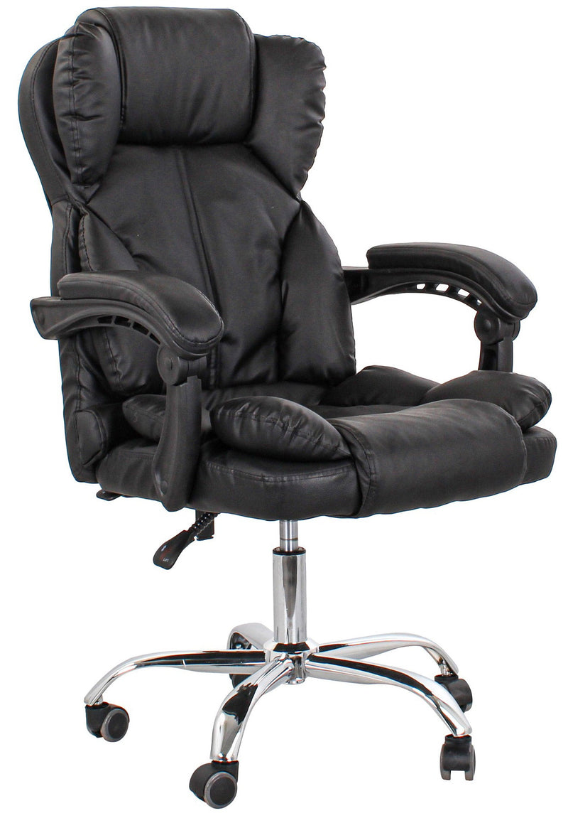 Sedia Direzionale da Ufficio Reclinabile in Similpelle Nera