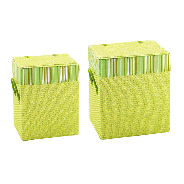 sconto Lot de 2 Corbeilles à Linge Rectangulaires en Polypropylène Vert Fadi