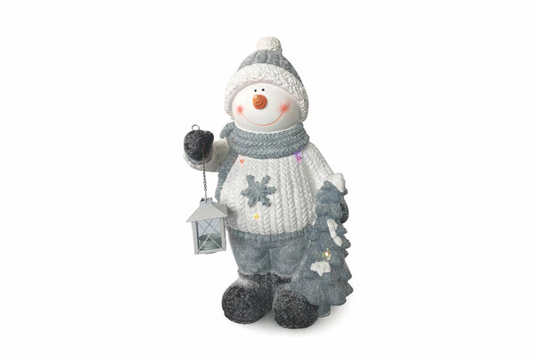prezzo Bonhomme de Neige Lumineux 5 Led en Magnésie H58 cm Gris Soriani