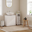 Mobile Sottolavabo per Bagno 60x30x59,8 cm con 2 Ante con Ripiano Regolabile per Lavabi senza o con Colonna in MDF Bianco      