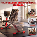 Panca Pesi Regolabile e Pieghevole 135x50x75 cm con Schienale Regolabile a 6 Livelli Telaio in Metallo Rosso      