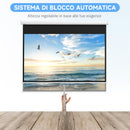 Telo Proiettore 80" 16:9 con Corda di Regolazione 187x8x150 cm in Plastica e Metallo Bianco      