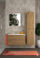 Mobile da Bagno Sospeso con Lavabo 100 cm e Specchio Urano Light Rovere Miele      