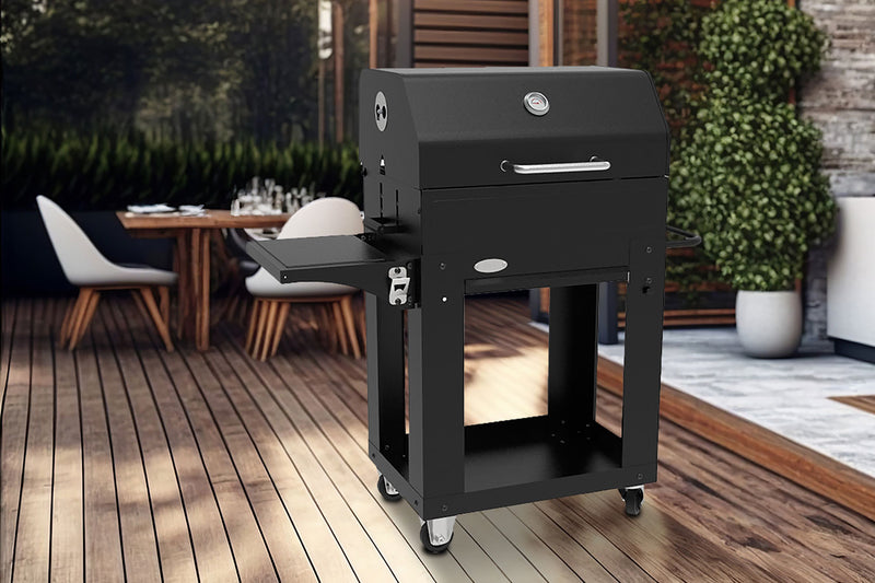 Barbecue a Carbone 110x44x120 cm con Coperchio Affumicatore in Acciaio Miranda Nero
