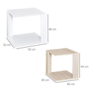 Set di 2 Tavolini Componibile Bianco e Rovere 50x50x48 cm/40x40x44 cm 