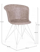 Set 2 Sedie 56x54x76 cm in Similpelle Bianco e Beige